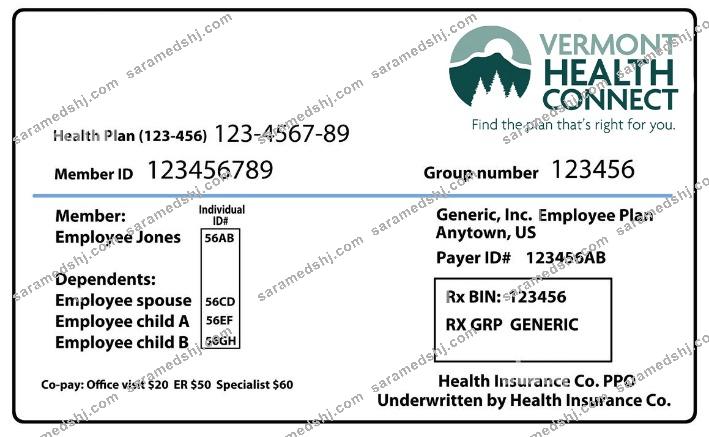 Vermont health insurance card